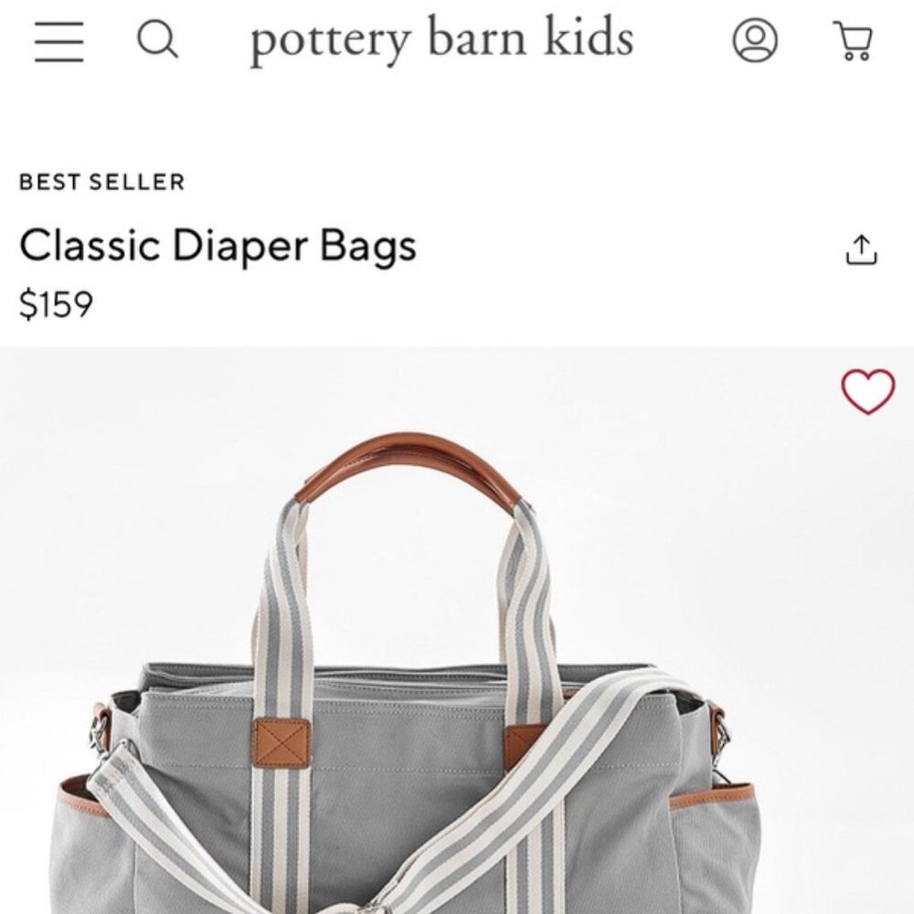 Pottery Barn Kids Gray and Brown Diaper Bag